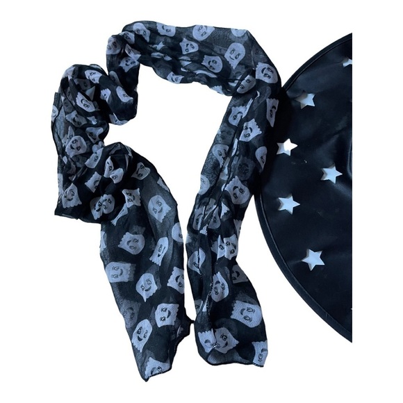 WITCH hat with star cutouts and ghost scarf bundle - Picture 7 of 7